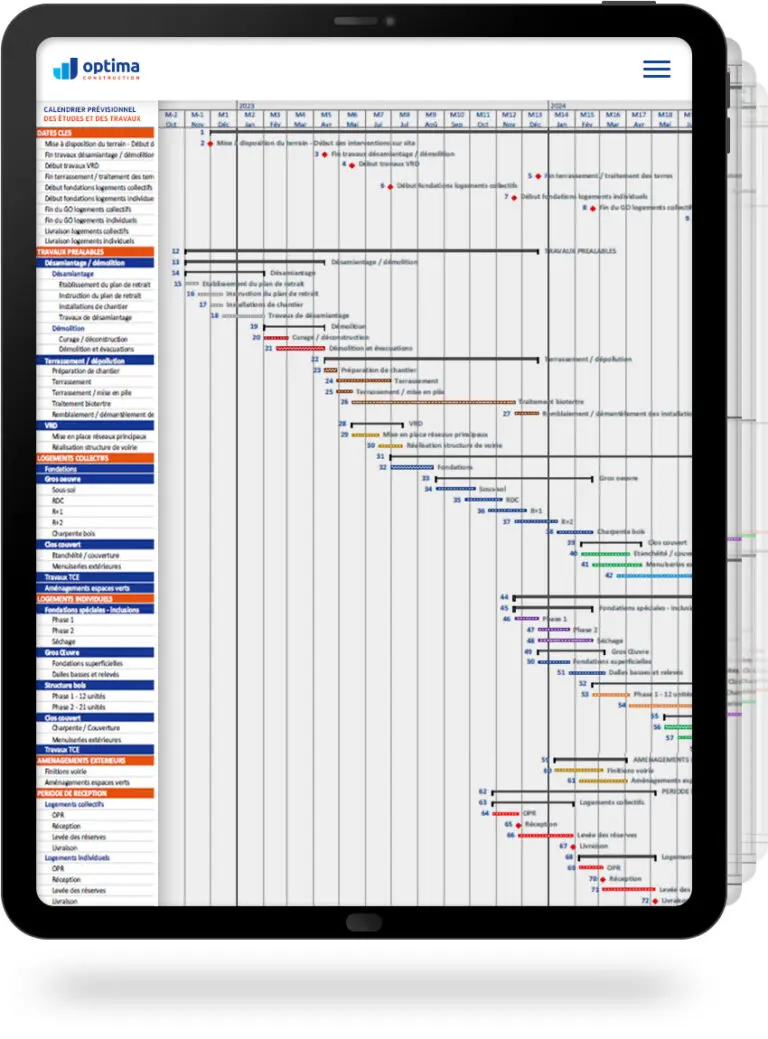 Expertise bureau d'études OPC - Planification des opérations : Calendrier prévisionnel des études et des travaux
